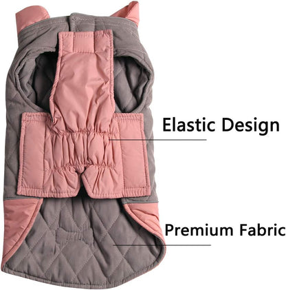 Reversible Dog Coats for Small Dogs Waterproof Warm Dog Jacket for Cold Winter,Pink and Grey M