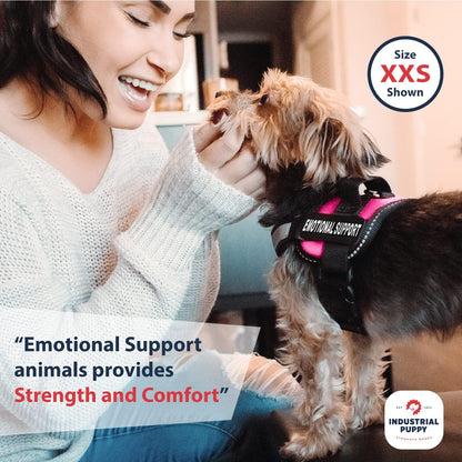 Emotional Support Vest Harness - Durable and Adjustable Dog Vest with Reflective Straps, Removable Patches, Handle & D-Ring, Travel and Daily Use, XXS 13.5-17" - Pink