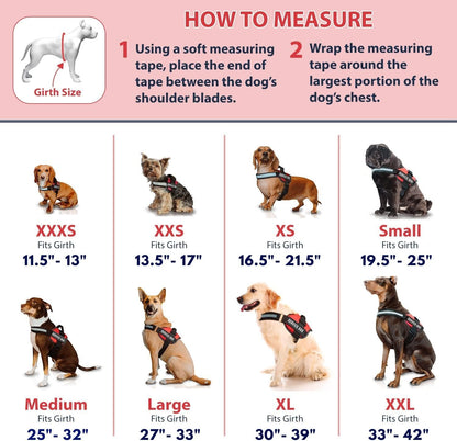 Emotional Support Vest Harness - Durable and Adjustable Dog Vest with Reflective Straps, Removable Patches, Handle & D-Ring, Travel and Daily Use, XXS 13.5-17" - Pink