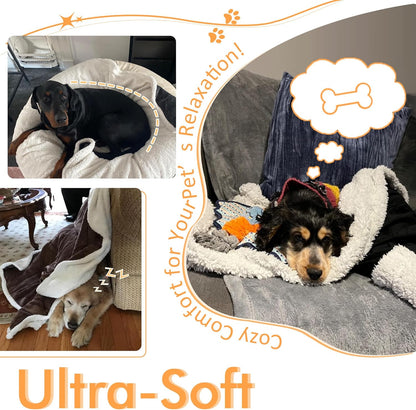 Dog Blankets for Large Dogs, Soft Fluffy Fleece Pet Blankets for Couch, Sofa, Dog Beds, Car Seats, Creat, Washable, 50X60 Inches, Black